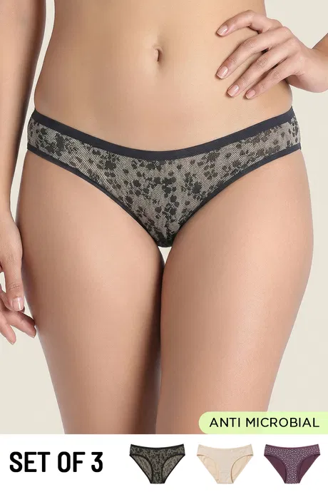 Buy Zivame Low Rise Full Coverage Bikini Panty (Pack of 3) - Multicolor